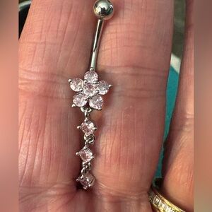 Belly Button Ring-Stainless Steel  flower With Zirconia Navel Belly Button Ring